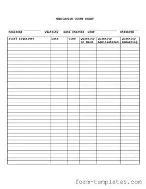 Fill Out a Valid Medication Count Sheet Template