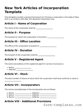 Printable Articles of Incorporation Form for the State of New York