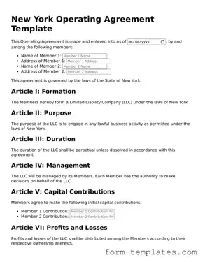 Printable Operating Agreement Form for the State of New York