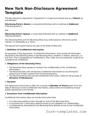 Printable Non-disclosure Agreement Form for the State of New York