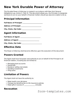 Printable Durable Power of Attorney Form for the State of New York