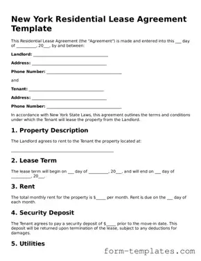 Printable Residential Lease Agreement Form for the State of New York