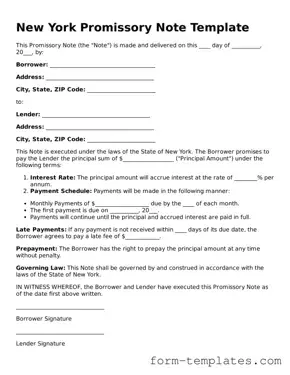 Printable Promissory Note Form for the State of New York