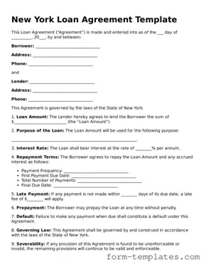 Printable Loan Agreement Form for the State of New York