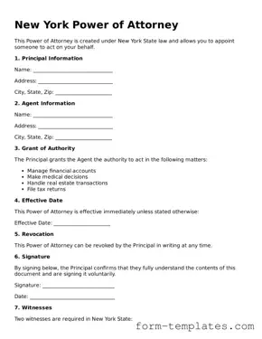 Printable Power of Attorney Form for the State of New York