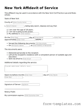 Printable Affidavit of Service Form for the State of New York