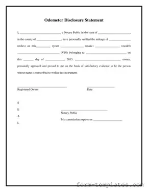 Fill Out a Valid Notarized Odometer Statement Template
