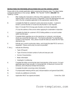 Fill Out a Valid Peco Service And Meter Application Template