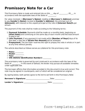 Attorney-Approved Promissory Note for a Car Document