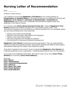 Attorney-Approved Nursing Letter of Recommendation Document