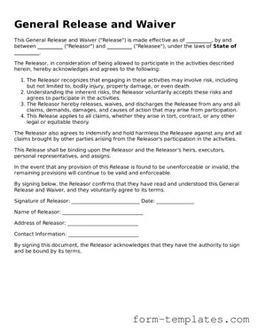 Attorney-Approved General Release and Waiver Document