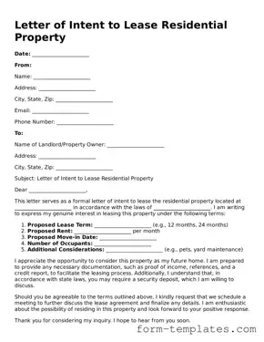 Attorney-Approved Letter of Intent to Lease Residential Property Document