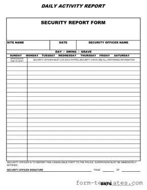 Fill Out a Valid Security Guard Daily Report Sample Template