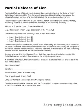 Attorney-Approved Partial Release of Lien Document