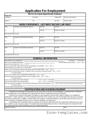 Fill Out a Valid Spanish Application Employment Template