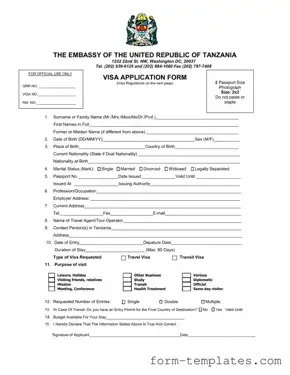 Fill Out a Valid Tanzania Visa Applicaiton Template