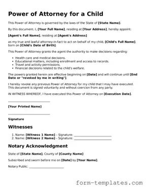 Attorney-Approved Power of Attorney for a Child Document