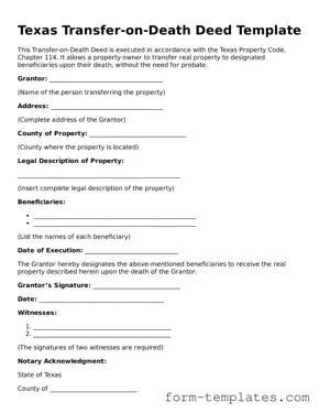 Printable Transfer-on-Death Deed Form for the State of Texas