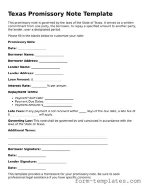 Printable Promissory Note Form for the State of Texas