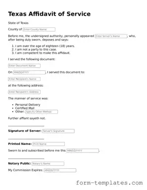 Printable Affidavit of Service Form for the State of Texas