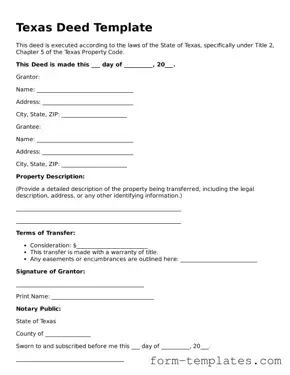 Printable Deed Form for the State of Texas
