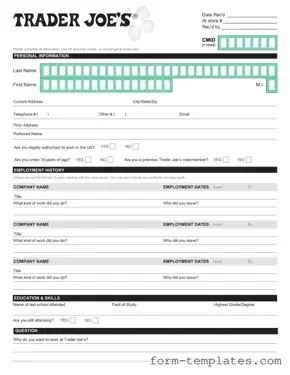 Fill Out a Valid Trader Joe's application Template