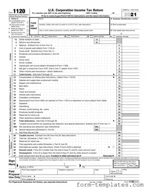 Fill Out a Valid IRS 1120 Template