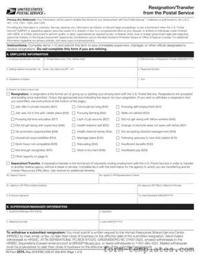 Fill Out a Valid Usps Resignation Template