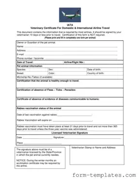 Fill Out a Valid Veterinary Certificate Travel Template