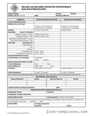 Fill Out a Valid Welder Performance Qualification Record Template