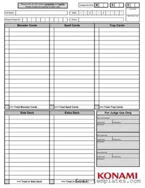 Fill Out a Valid Konami Decklist Template