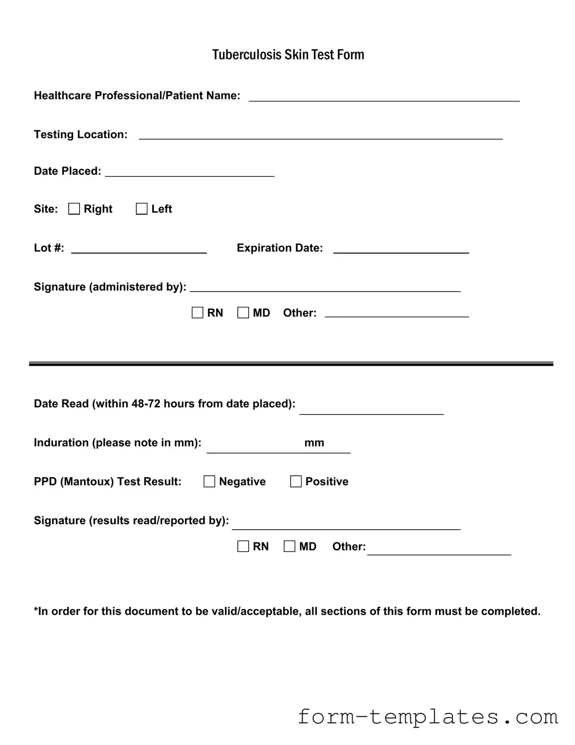 Fill Out a Valid Tb Test Template