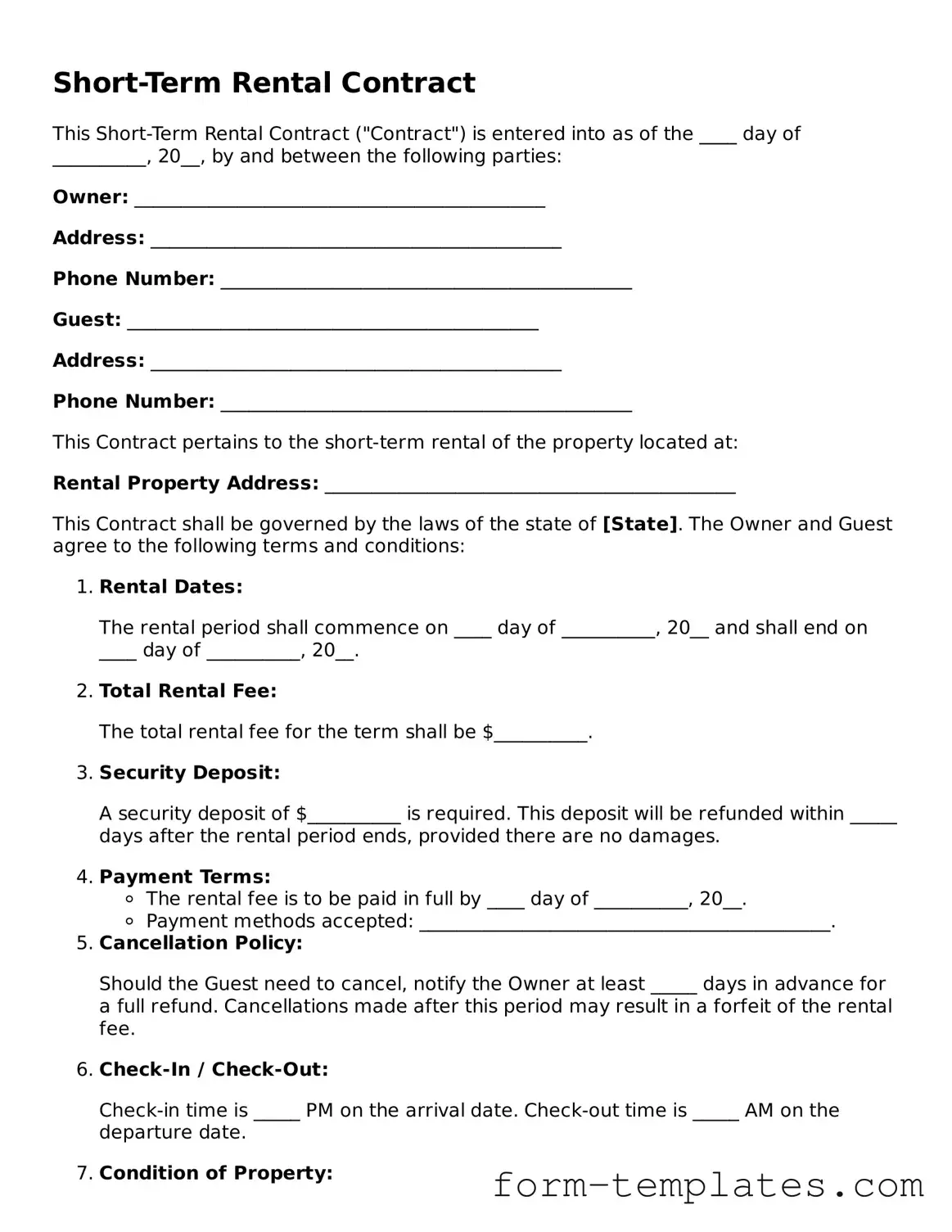 Attorney-Approved Short-Term Rental Contract Document