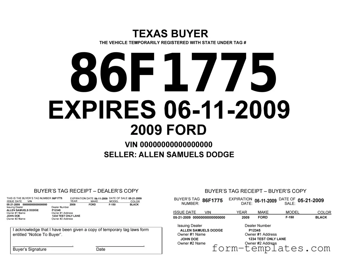 Fill Out a Valid Texas Temporary Tag Template
