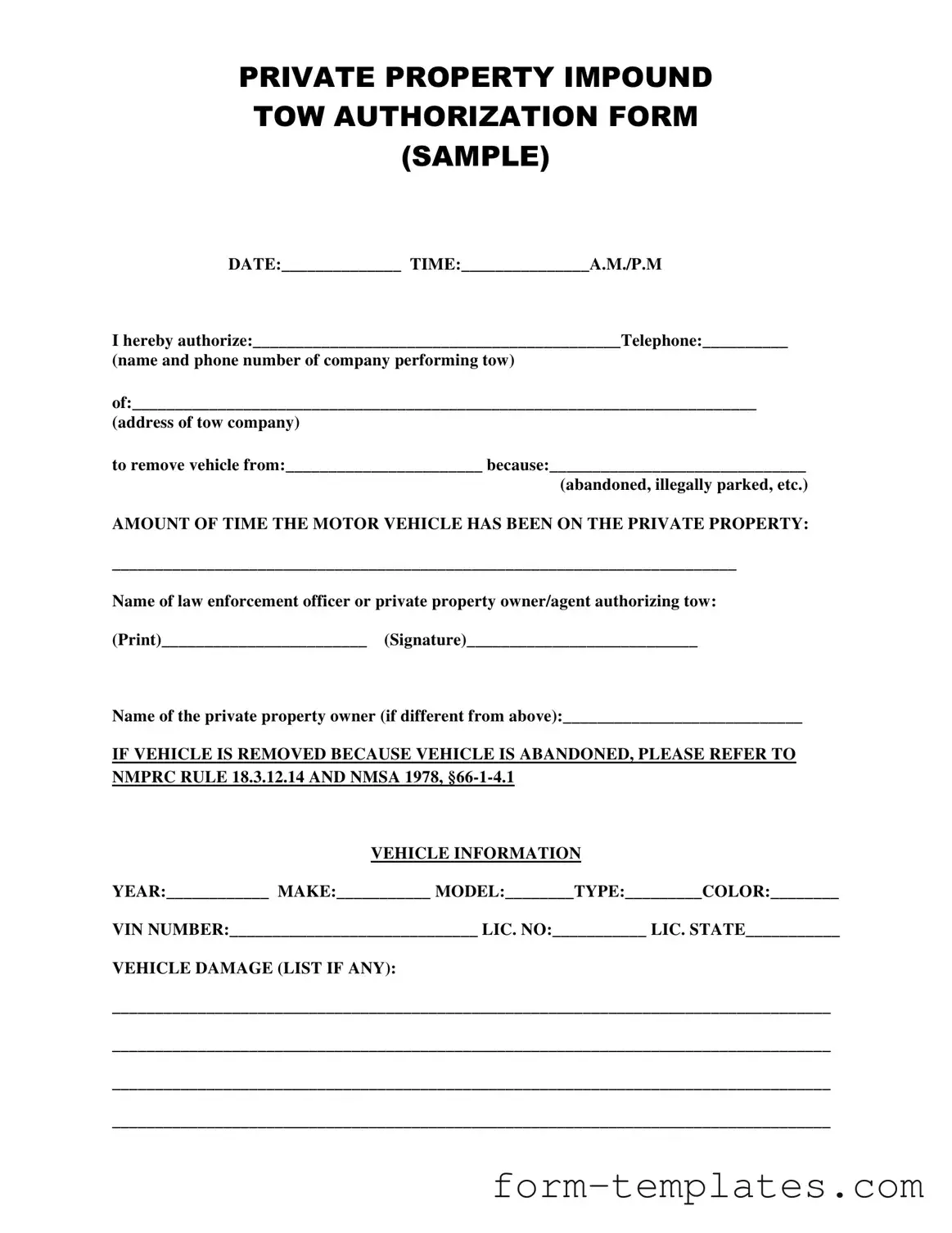 Fill Out a Valid Tow Authorization Template