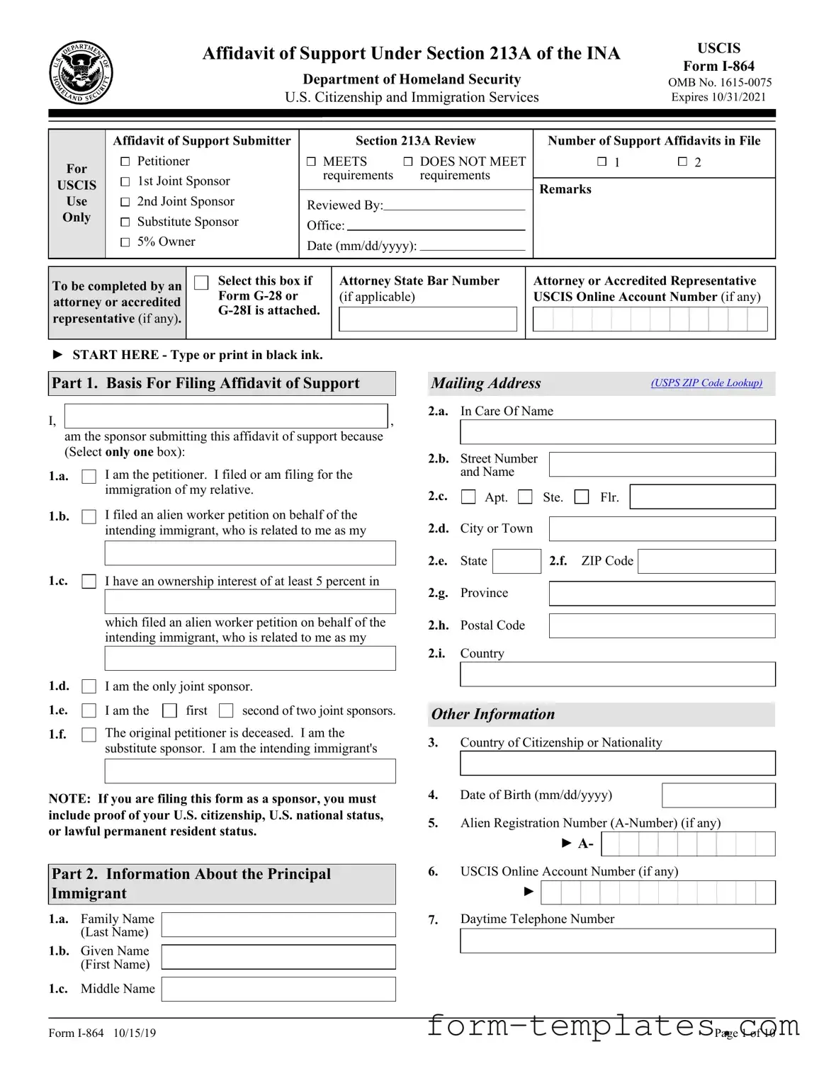 Fill Out a Valid USCIS I-864 Template