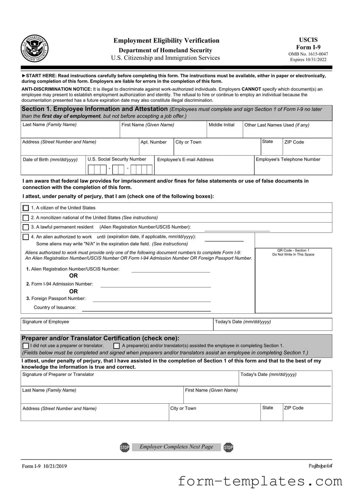 Fill Out a Valid USCIS I-9 Template