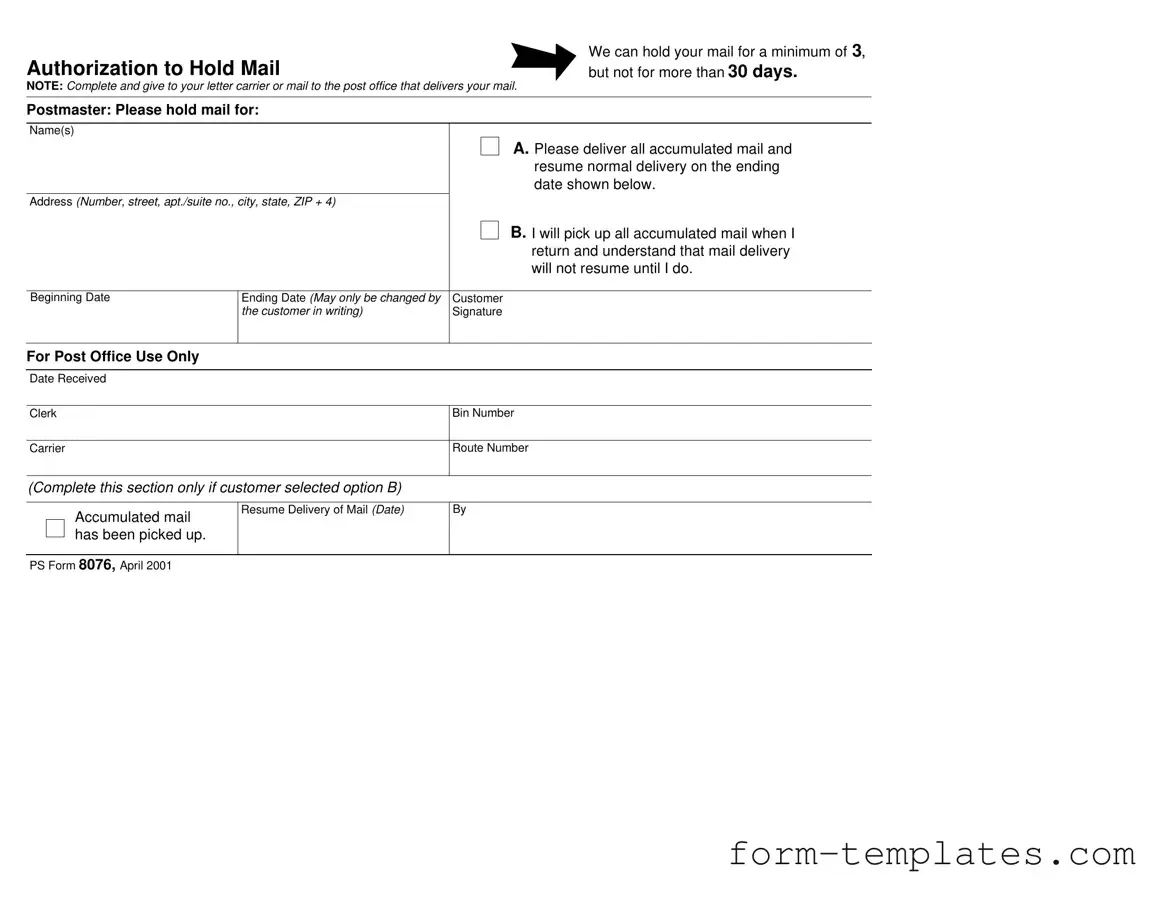 Fill Out a Valid Usps Hold Mail Request Template