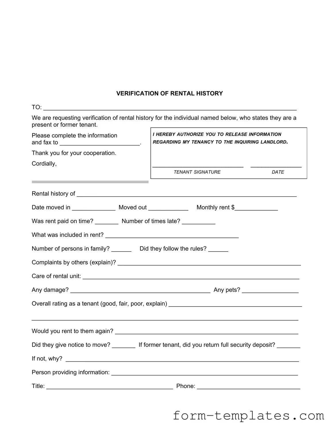 Fill Out a Valid Verification Rental Template