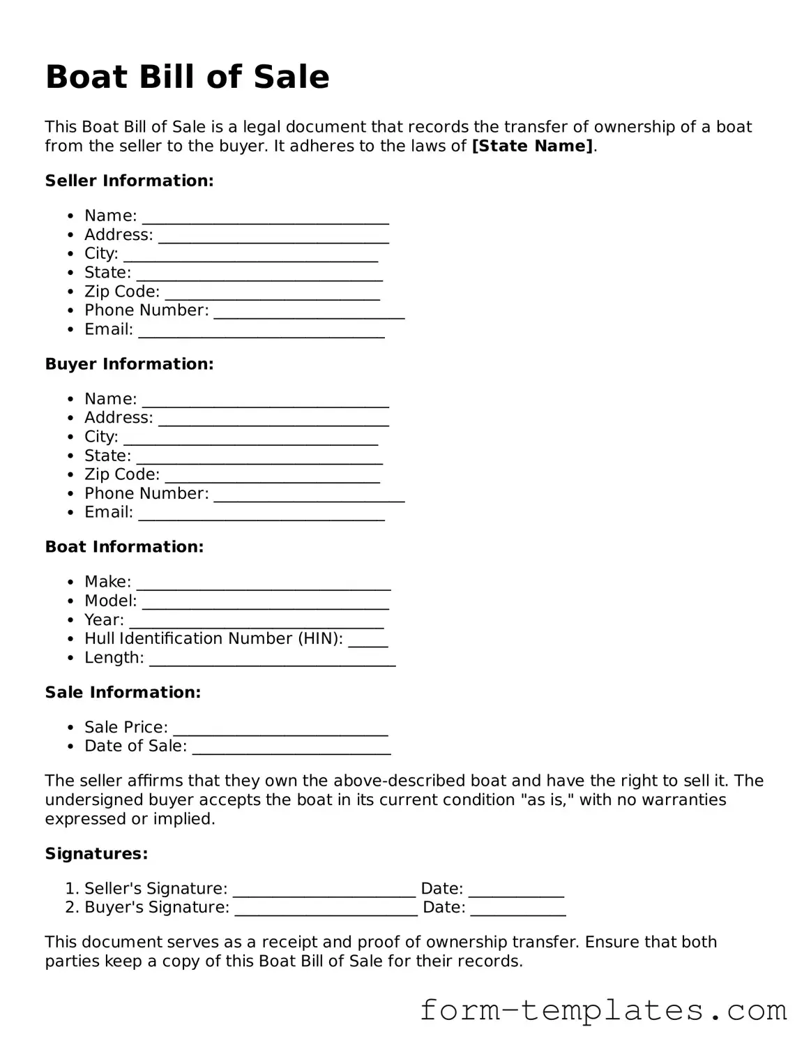 Attorney-Approved Boat Bill of Sale Document