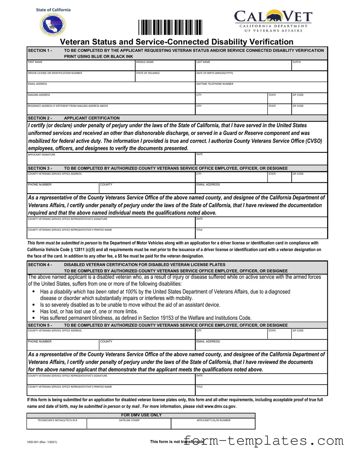 Fill Out a Valid Vsd 001 Template