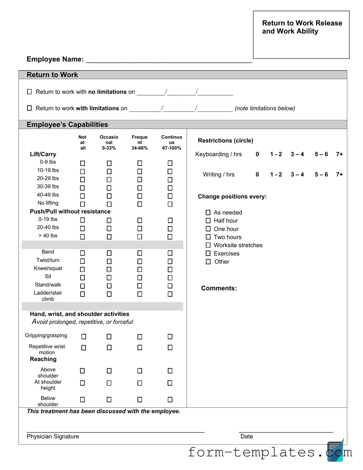 Fill Out a Valid Work Release Template